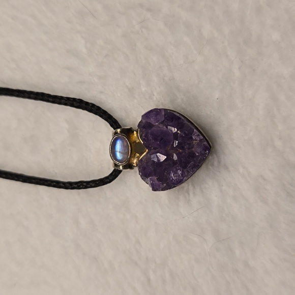 Jewelry - Rough Amethyst and Moonstone Pendant